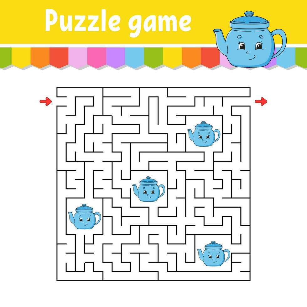quadratisches Labyrinth. Spiel für Kinder. Puzzle für Kinder. Labyrinth Rätsel. Farbe-Vektor-Illustration. den richtigen Weg finden. isolierte Vektor-Illustration. Zeichentrickfigur. vektor
