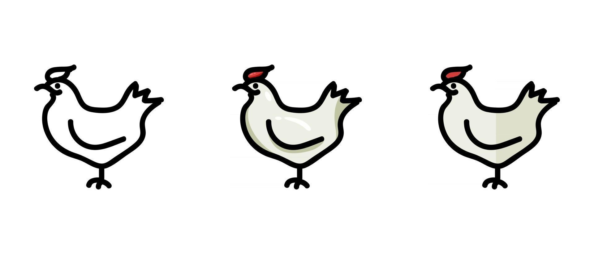 kontur och färgade symboler för en kyckling vektor