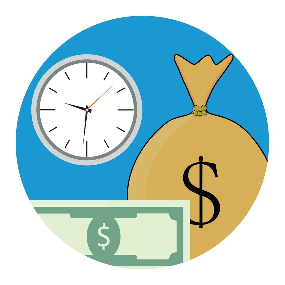 Geld und Zeit Symbol. Lohn-und Gehaltsabrechnung profitieren Vektor Illustration
