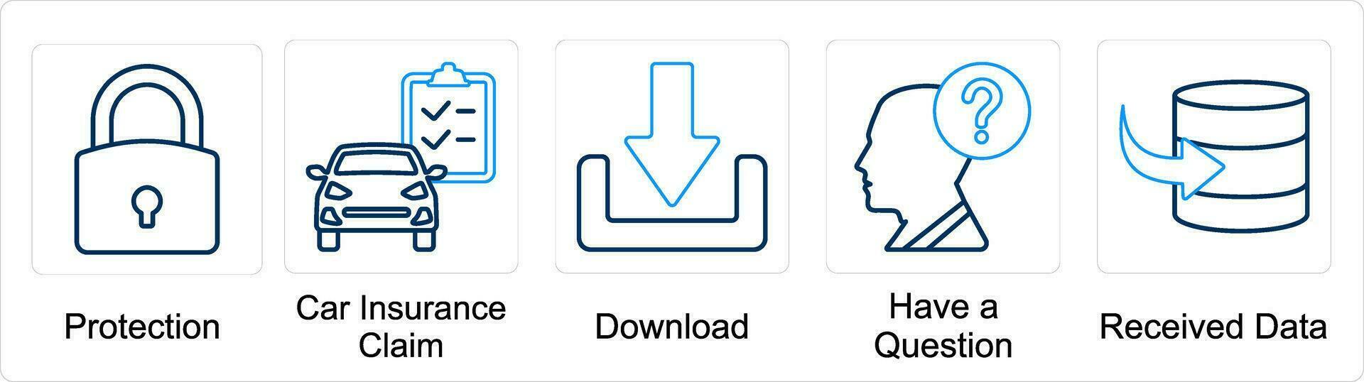 ein einstellen von 5 mischen Symbole wie Schutz, Auto Versicherung beanspruchen, herunterladen vektor