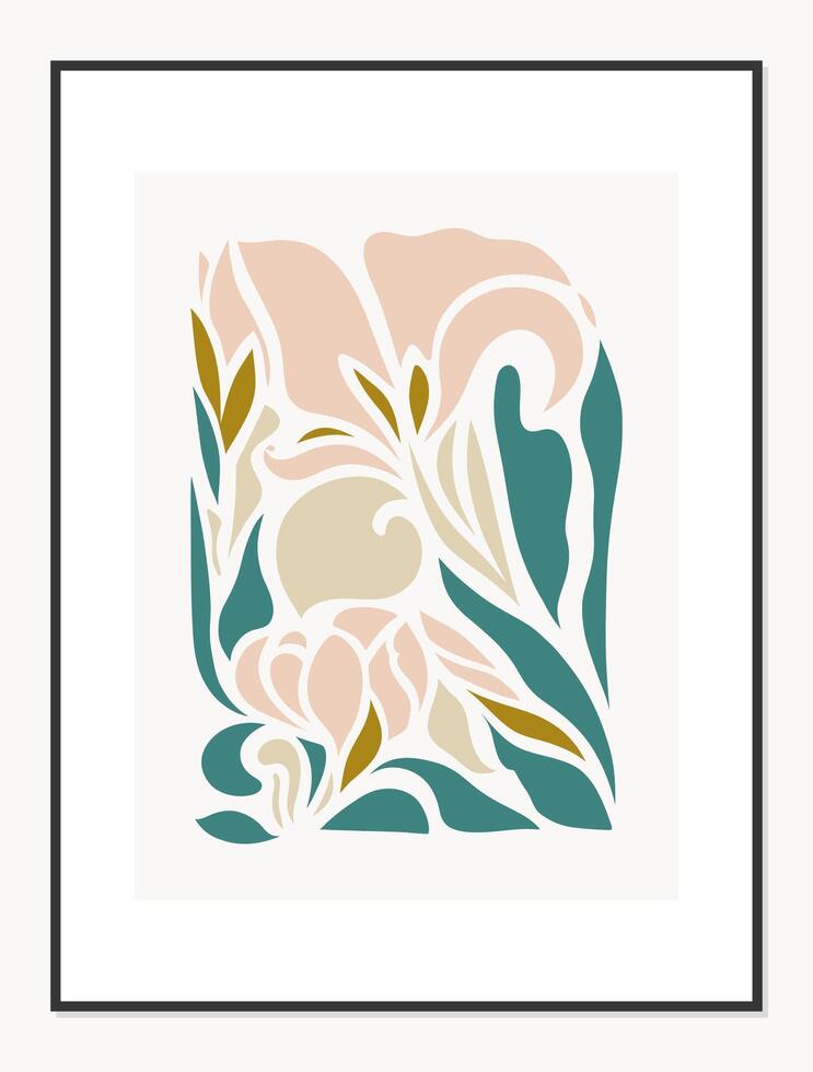 abstrakt Blumen- Vektor Illustration. Blume Poster Konzept Vorlage perfekt zum Postkarten, Mauer Kunst, Banner usw. retro 70er, 80er, 90er Jahre botanisch Design.