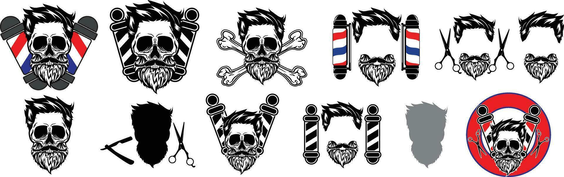 uppsättning av årgång frisör emblem, etiketter, märken, logotyper. vektor