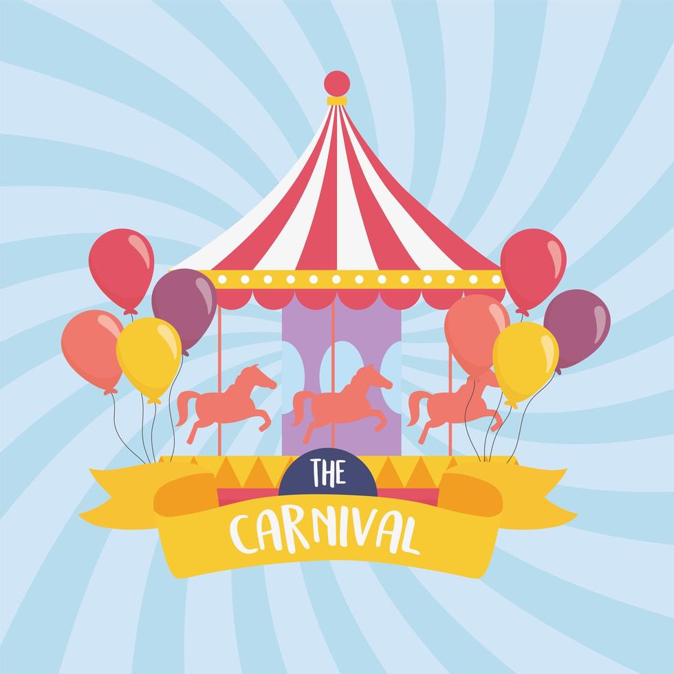 Jahrmarkt Karneval Karussell und Ballons Erholung Unterhaltung vektor