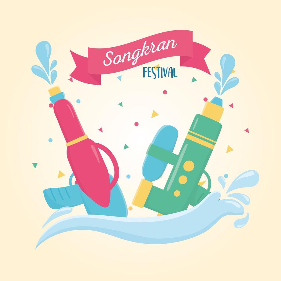 Songkran Festival Plastikwasserpistolen spritzen vektor