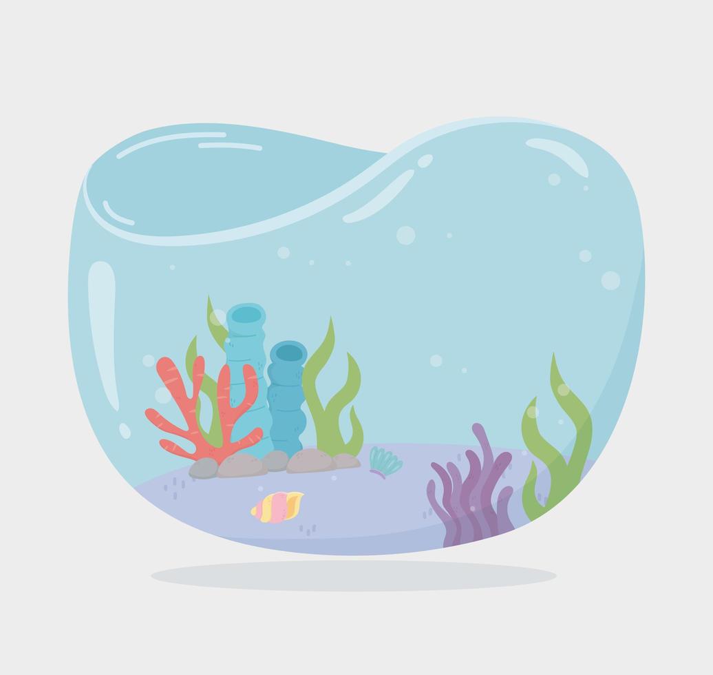Algenriff Shellsea Wassertank für Fische unter Meer Cartoon vektor