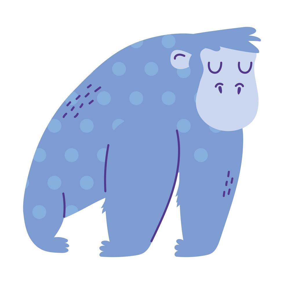 blå gorilla djur tecknad doodle färg vektor