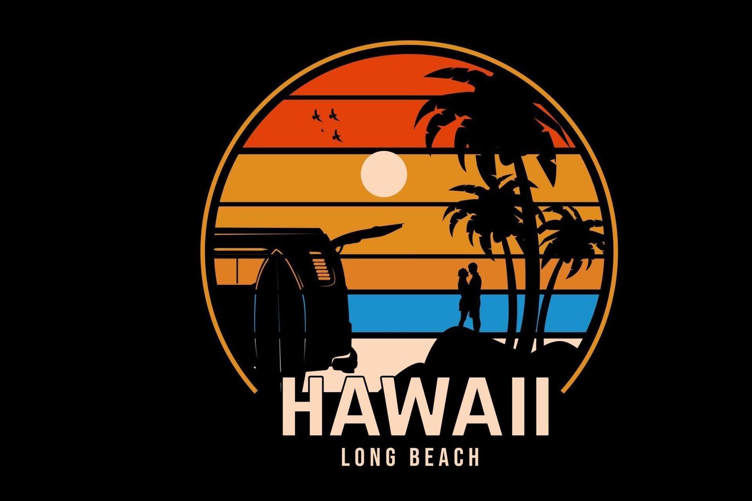 hawaii lång strandfärg orange gul och blå vektor
