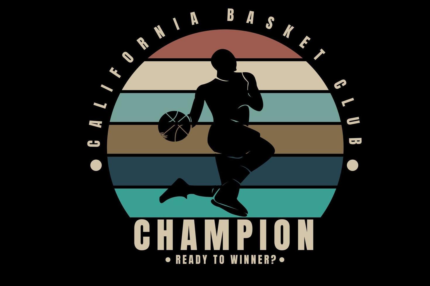 California Basket Club Champion bereit zum Sieger Farbe Orange Creme und Grün cream vektor