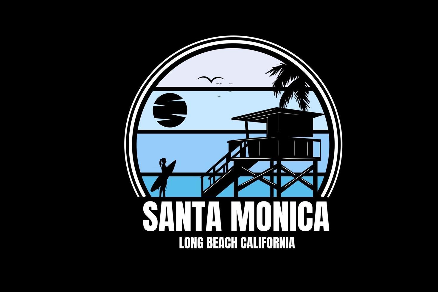 Santa Monica Long Beach Kalifornien Farbe Blau Farbverlauf vektor