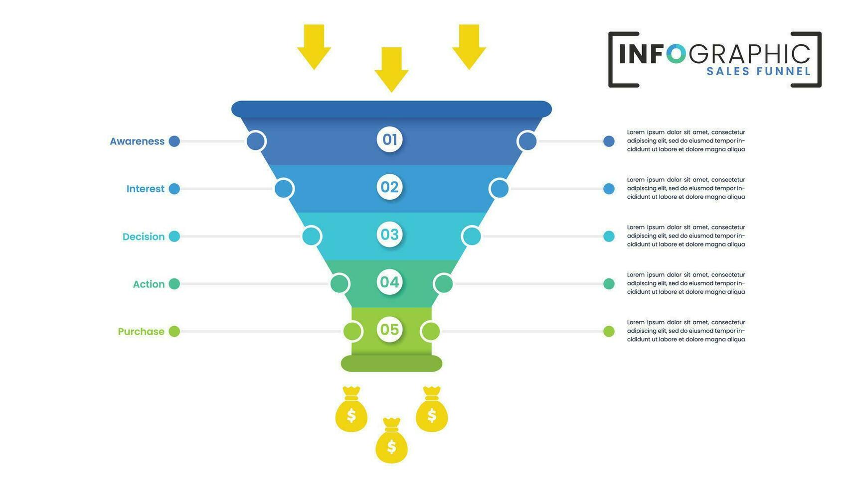 försäljning tratt infographics mall design vektor