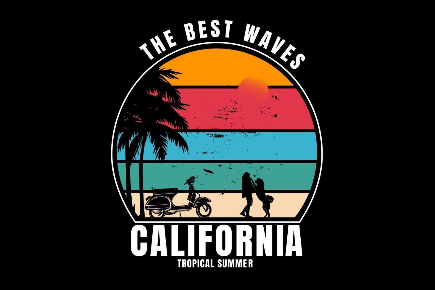 de bästa vågorna kalifornien tropisk sommarfärg röd gul och grön vektor