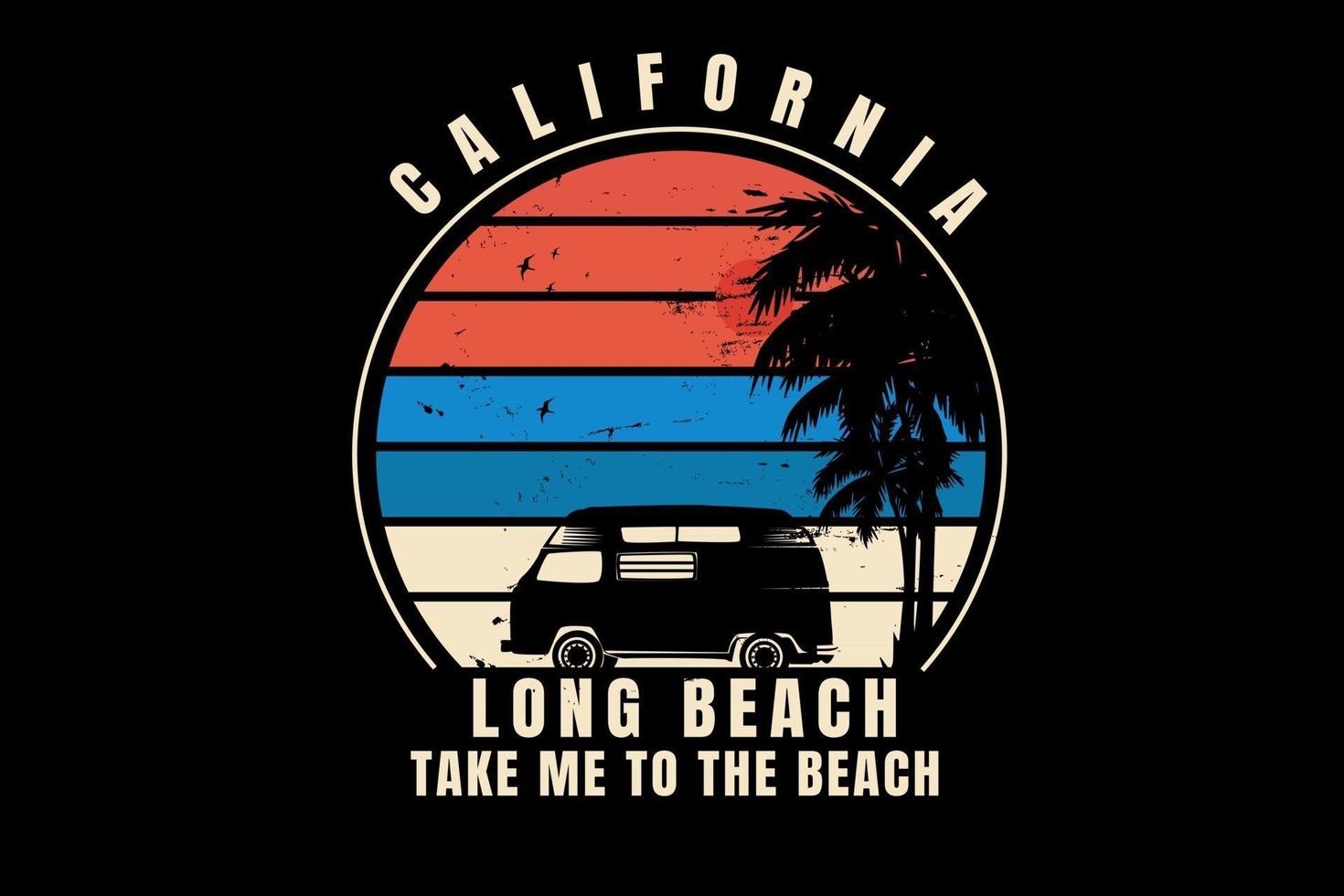 california long beach ta mig till stranden färg orange blå och grädde vektor