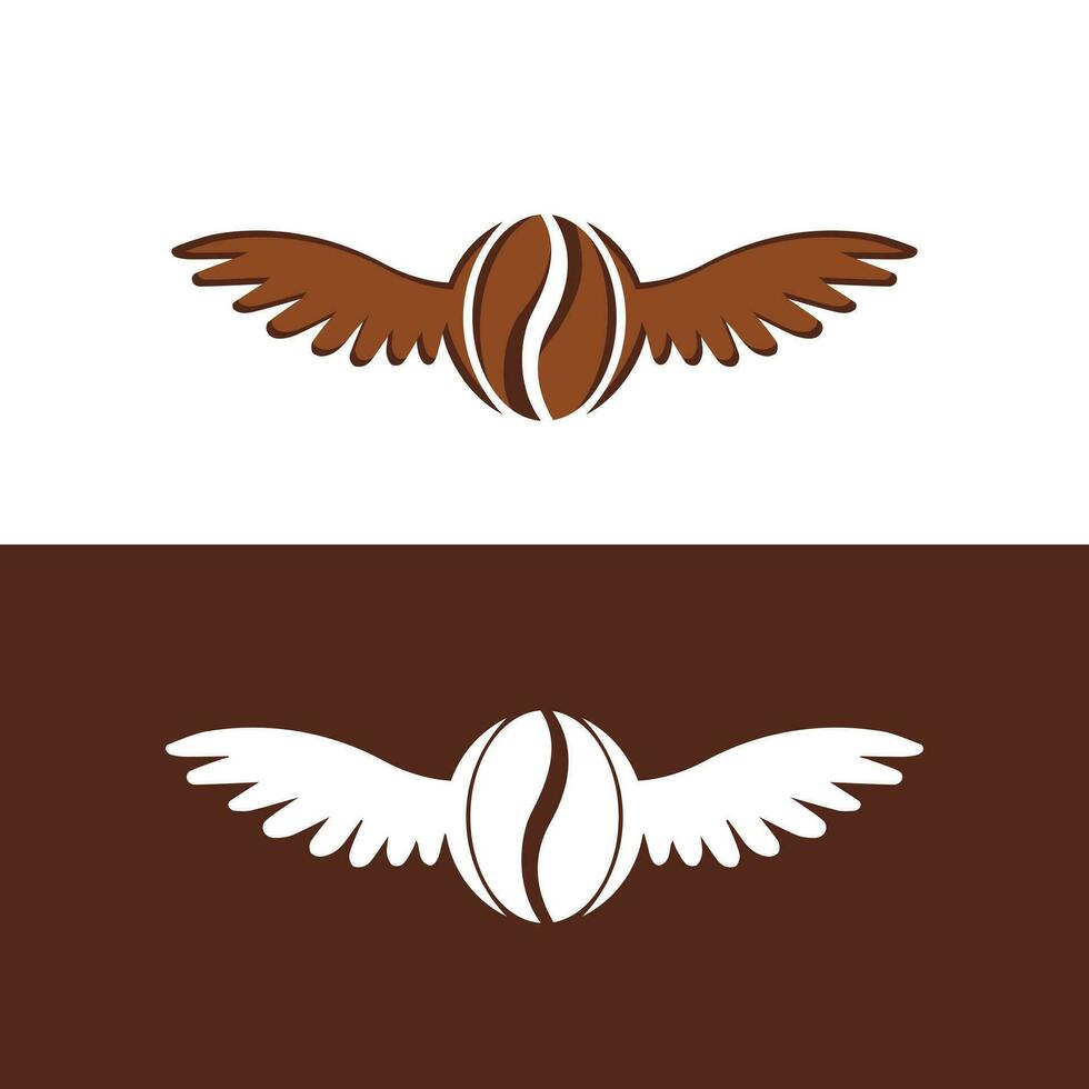kaffe böna vingar logotyp design. flygande kaffe logotyp mall. vektor