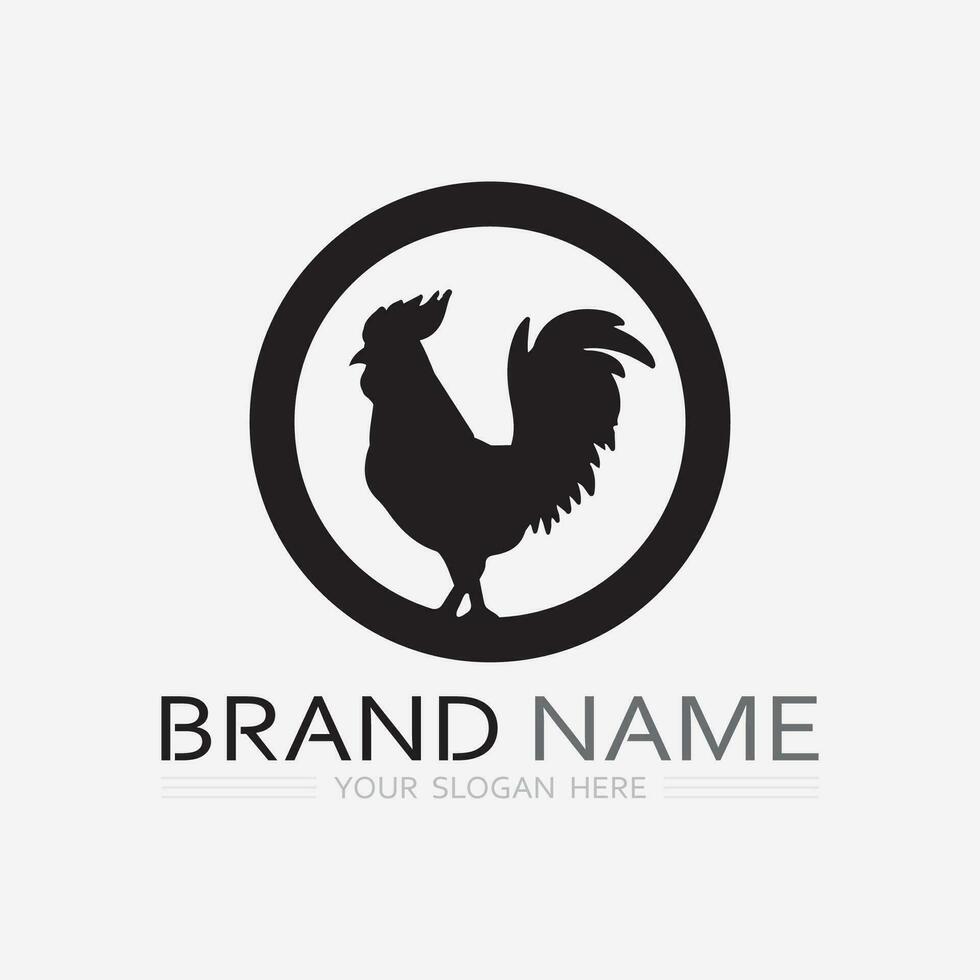 Hähnchen Logo Hahn und Henne Logo zum Geflügel Landwirtschaft Tier Logo Vektor Illustration Design