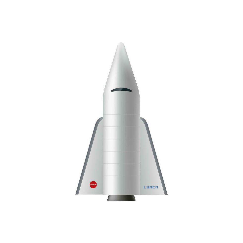 Raum Shuttle Rakete 3d realistisch Vektor Illustration. Raumfahrzeug ist gehen zu starten und Start es ist Wissenschaft Mission.