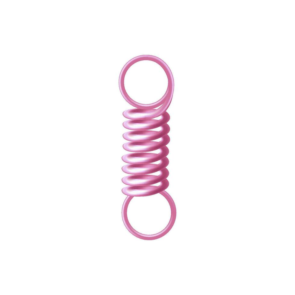 spannungsgeladen Rosa Plastik Frühling oder Draht 3d realistisch Vektor Symbol. flexibel Spannung Spiral- Spule komprimiert zu eng Kabel.