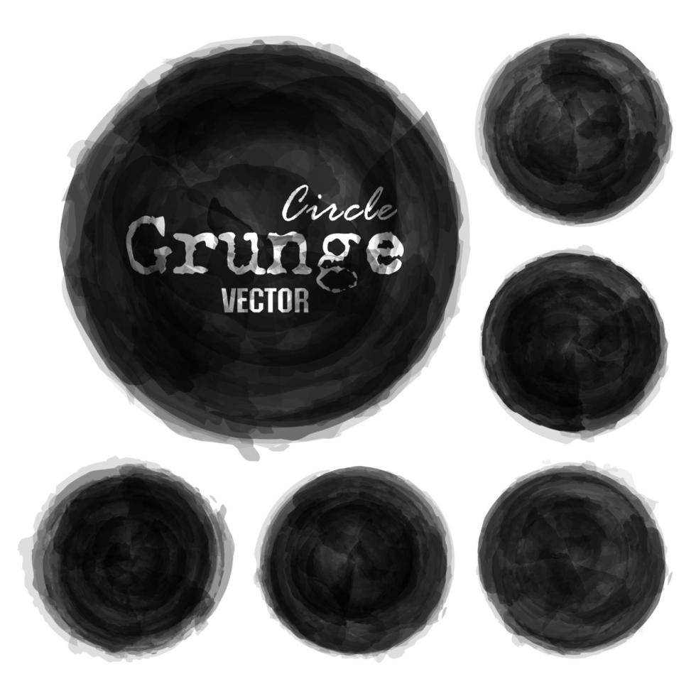 Set Grunge Tinte schwarze Farbe Aquarell Kreis Hintergrund. dekorative Elemente Vektor. vektor