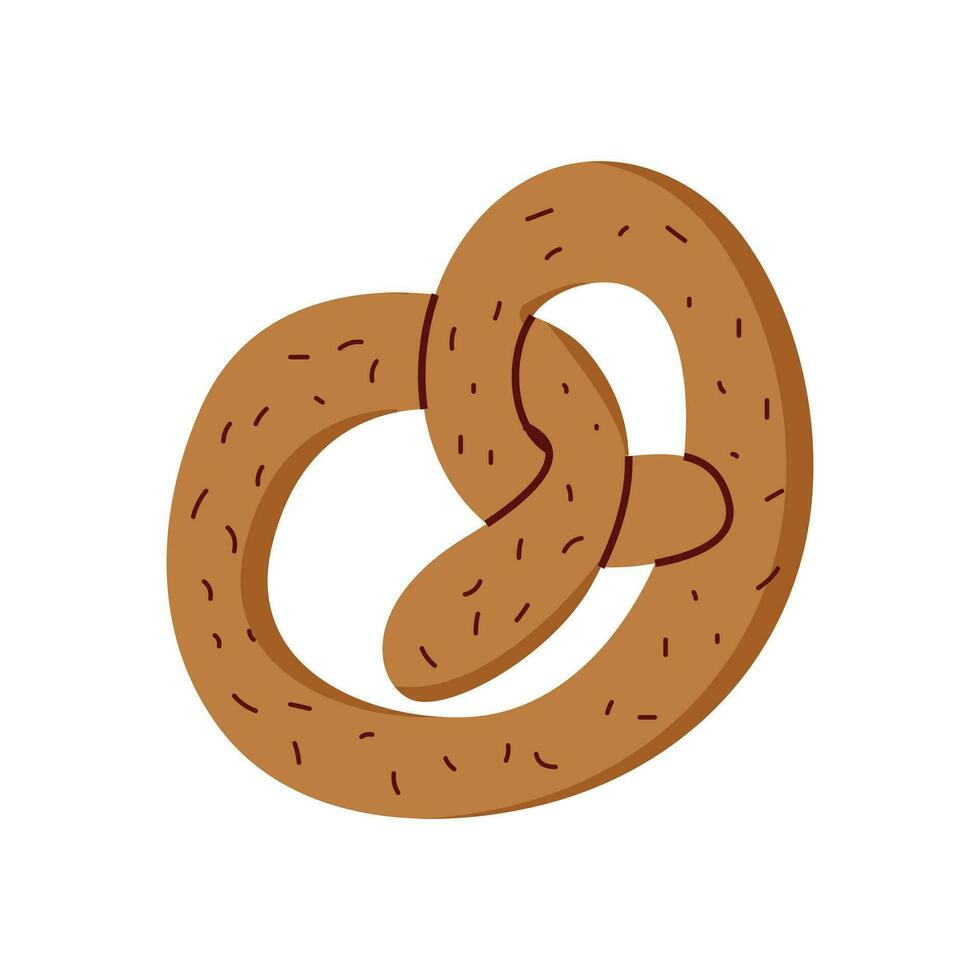 traditionell tysk pretzel med salt, bavarian mat, vektor illustration