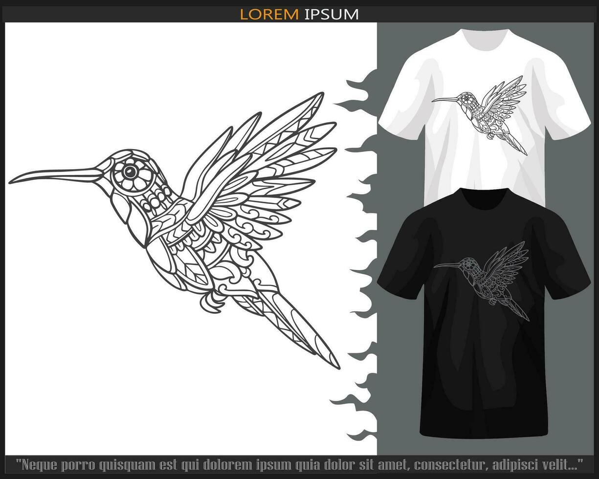 summend Vogel Mandala Kunst isoliert auf schwarz und Weiß t Shirt. vektor