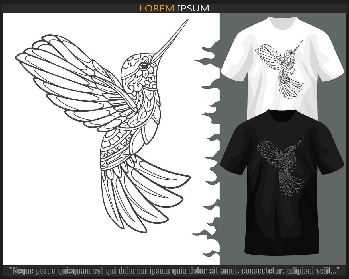 summend Vogel Mandala Kunst isoliert auf schwarz und Weiß t Shirt. vektor