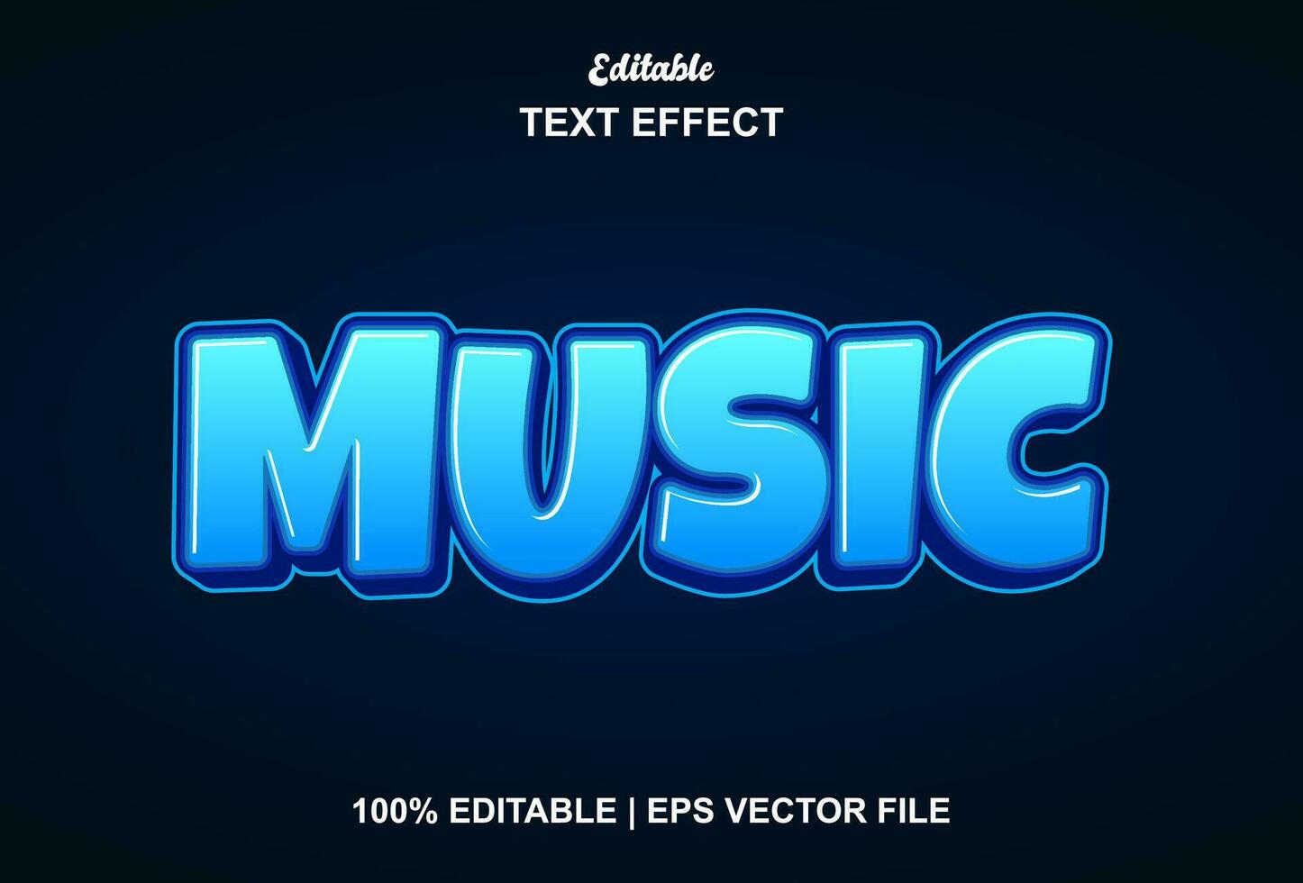 Musik- Text bewirken mit Blau Grafik Stil und editierbar. vektor