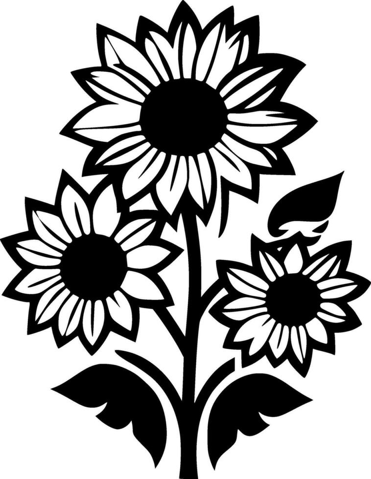 blommor, svart och vit vektor illustration