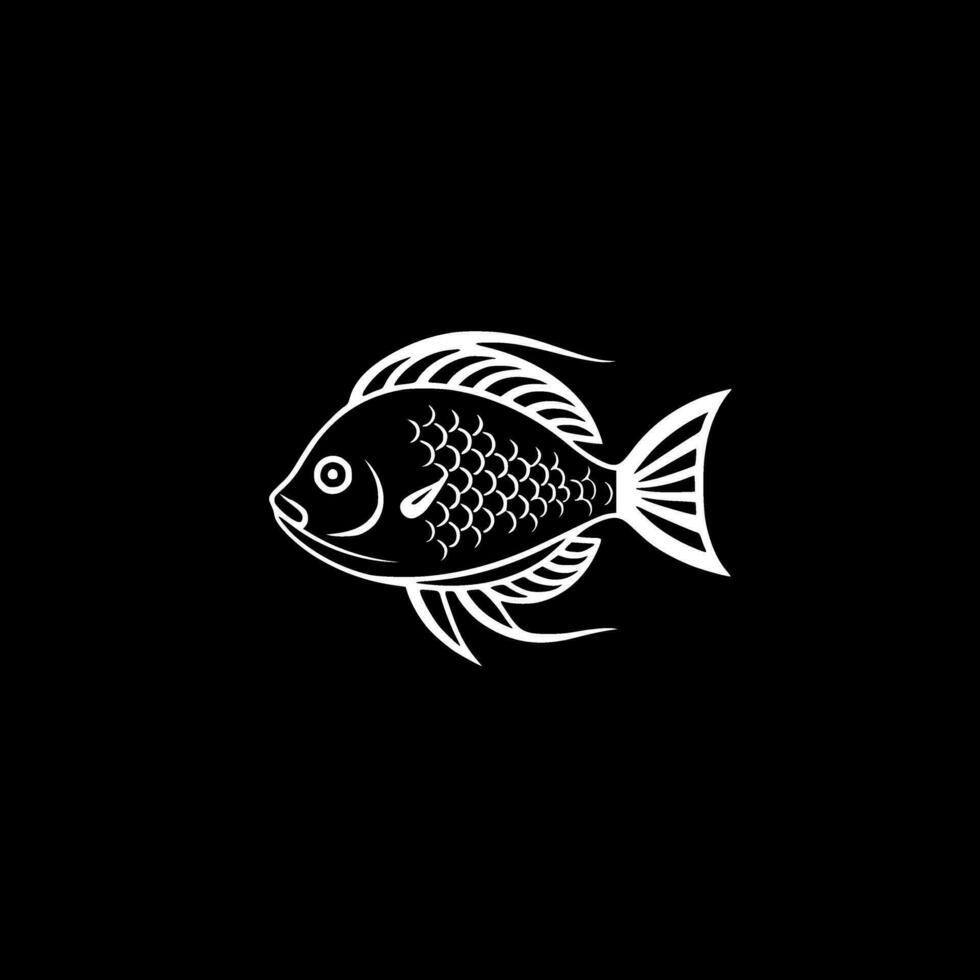 fisk, svart och vit vektor illustration