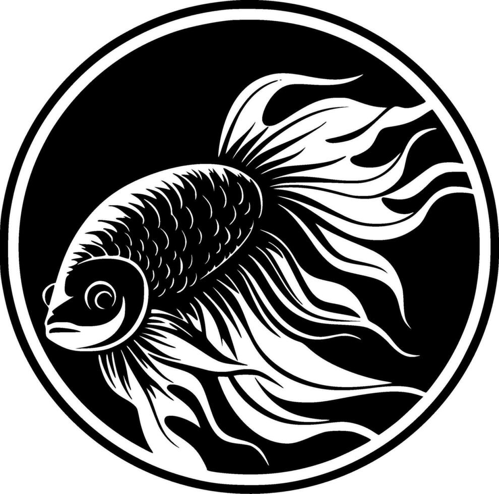 beta fisk, svart och vit vektor illustration