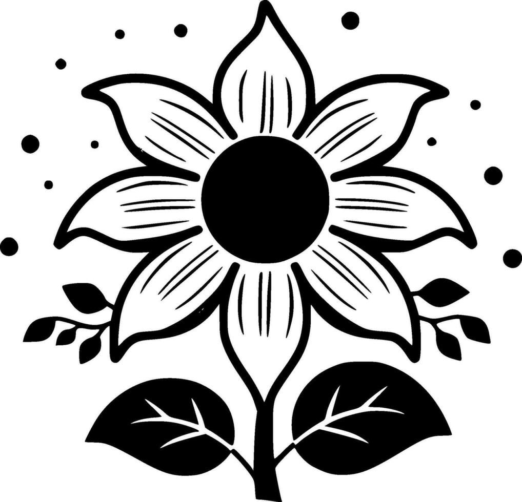 Blume - - schwarz und Weiß isoliert Symbol - - Vektor Illustration