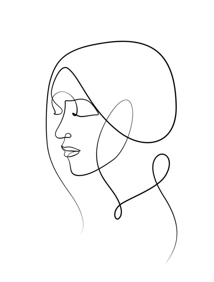 Frau Gesicht Auge geschlossen kalligraphisch Schönheit Konzept einer Linie vektor