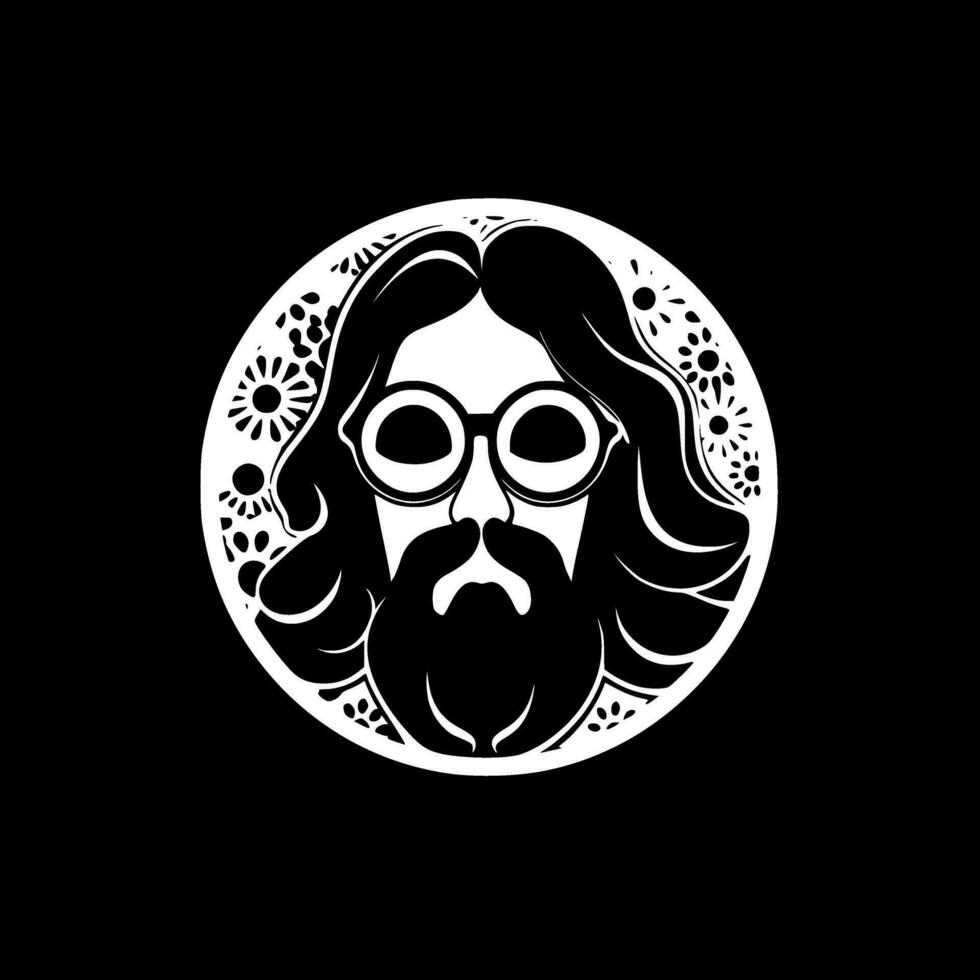 hippie, svart och vit vektor illustration