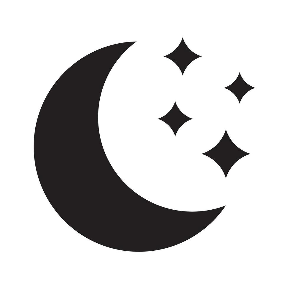 Halbmond Mond mit Sterne Symbol auf Weiß Hintergrund. Nacht Symbol. Halbmond Mond Symbol. minimalistisch Stil. vektor