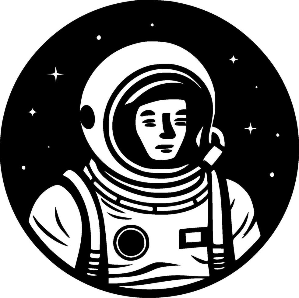 astronaut - minimalistisk och platt logotyp - vektor illustration