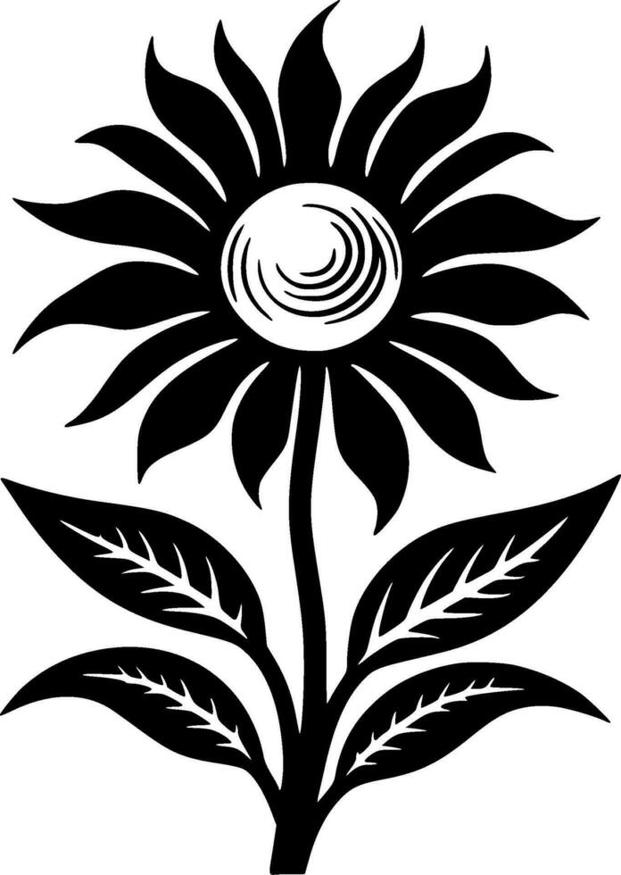 Blume - - schwarz und Weiß isoliert Symbol - - Vektor Illustration