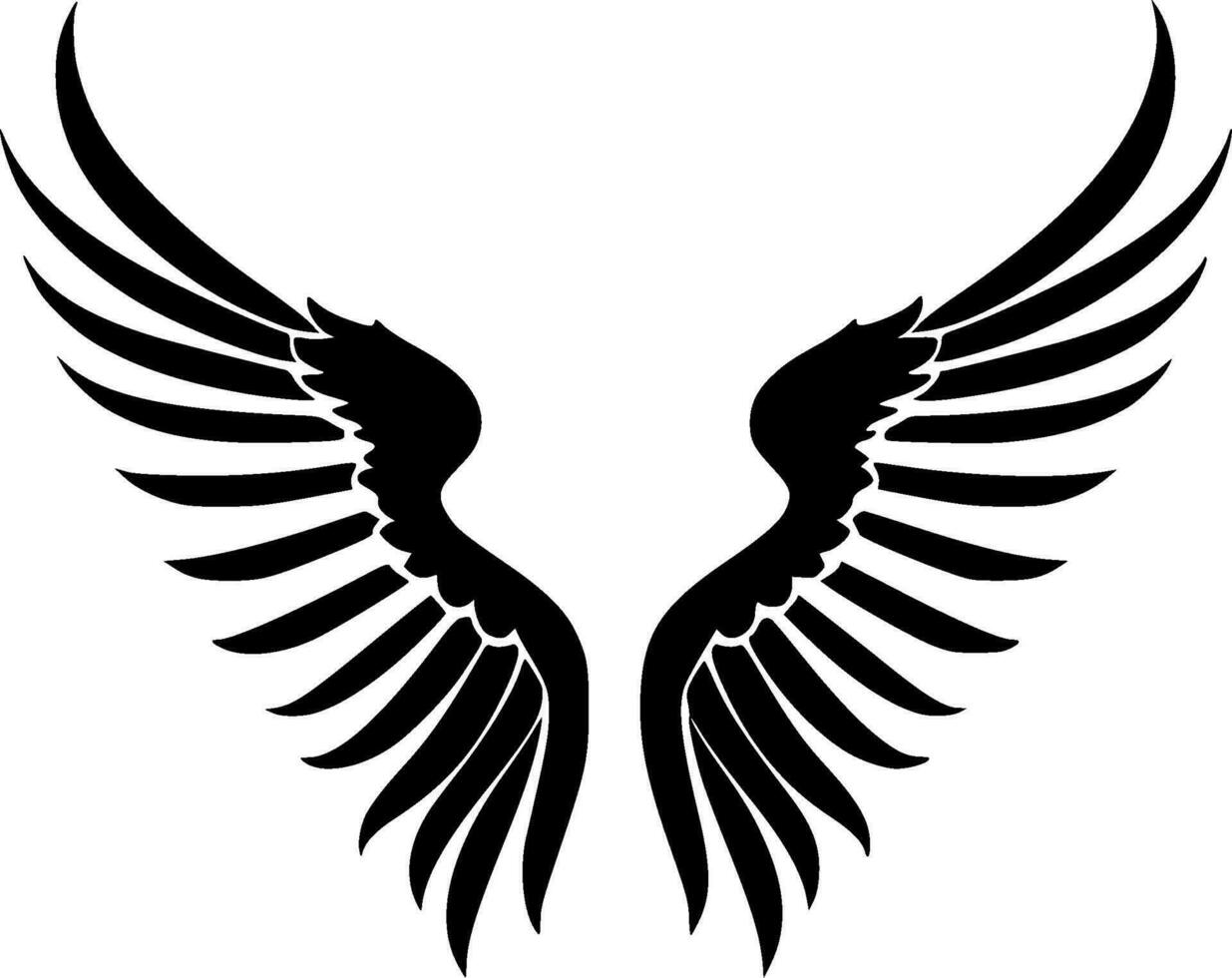 ängel vingar - svart och vit isolerat ikon - vektor illustration
