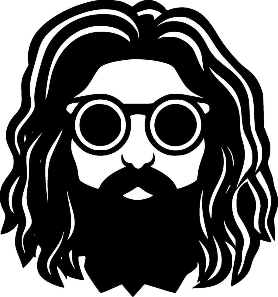 hippie - minimalistisk och platt logotyp - vektor illustration