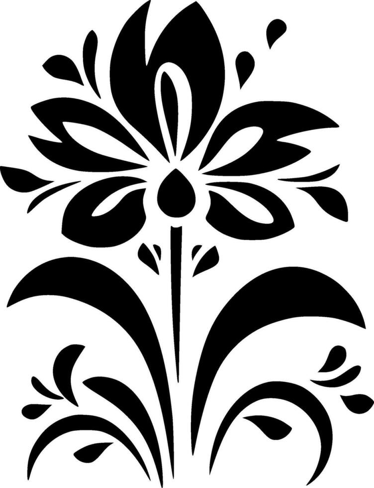 Blume - - schwarz und Weiß isoliert Symbol - - Vektor Illustration