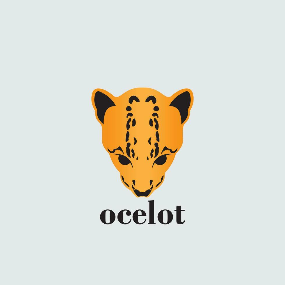 ozelot huvud logotyp design med orange Färg vektor