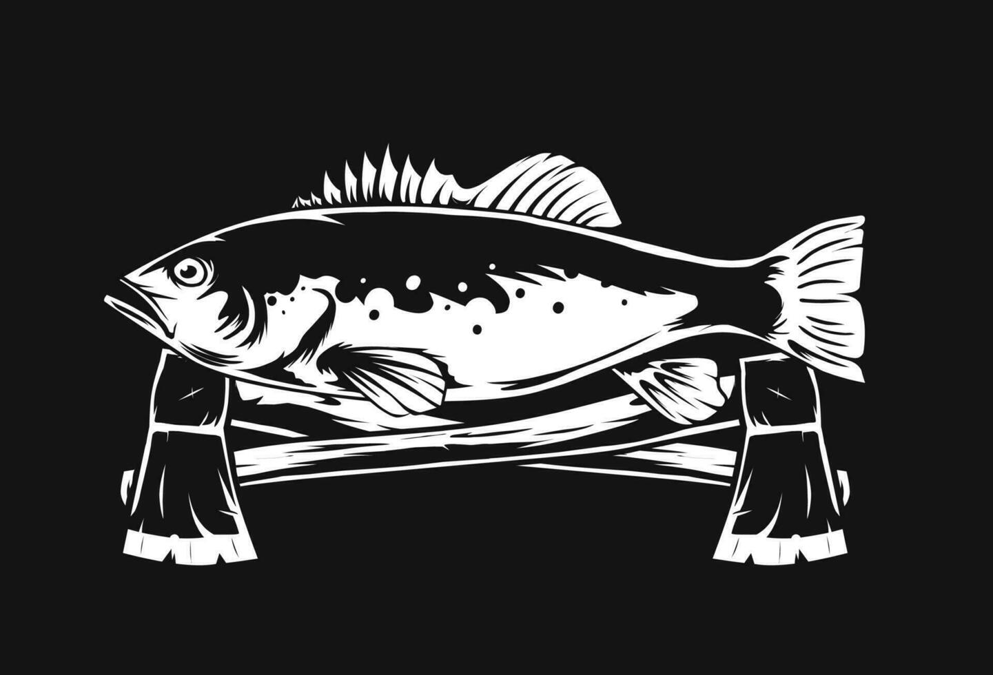 Tierwelt Fisch Illustration mit Kreuz Axt vektor