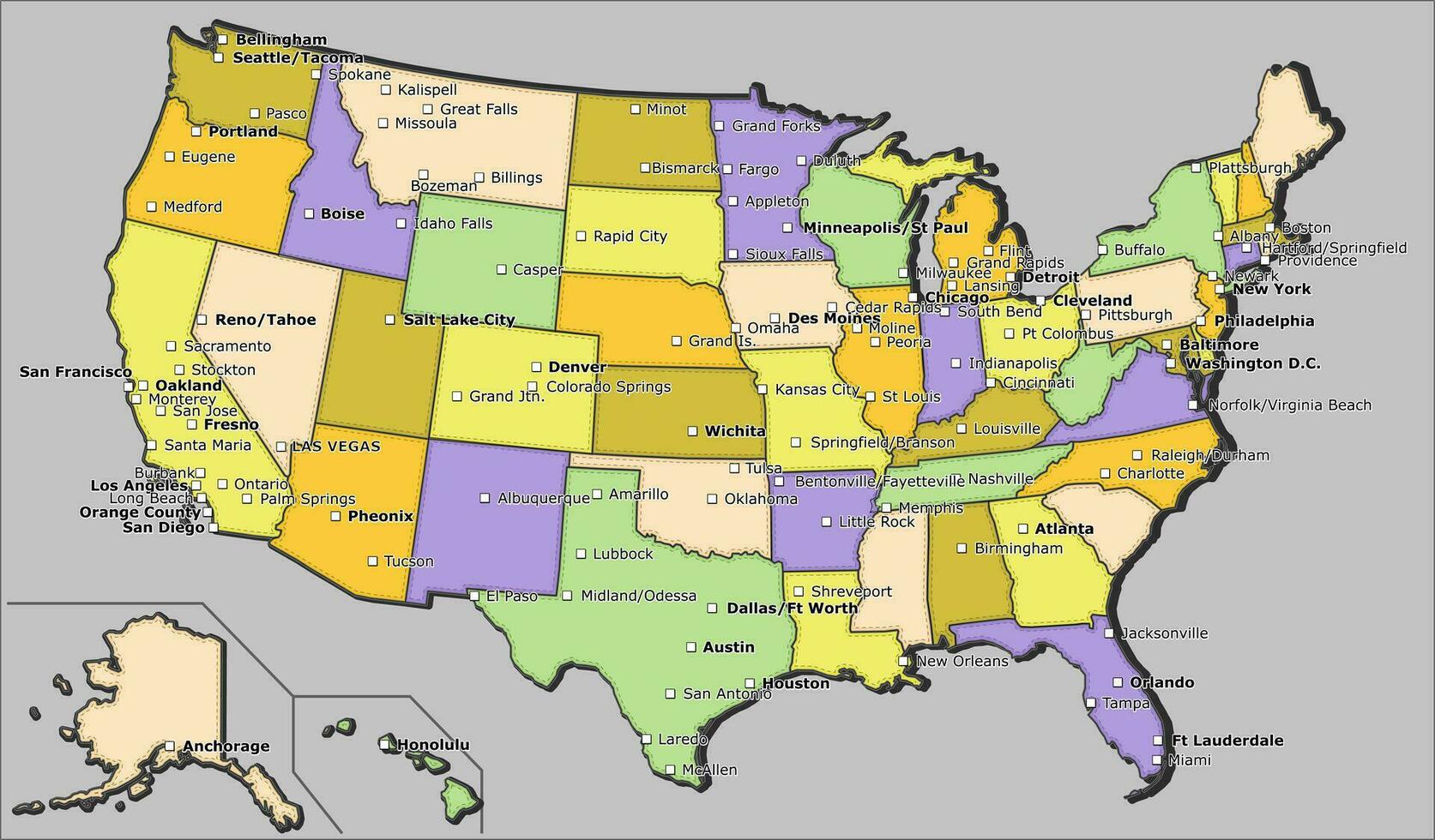 politisk vektor Karta av USA