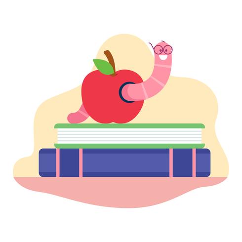 Bücherwurm durch einen Apfel vektor