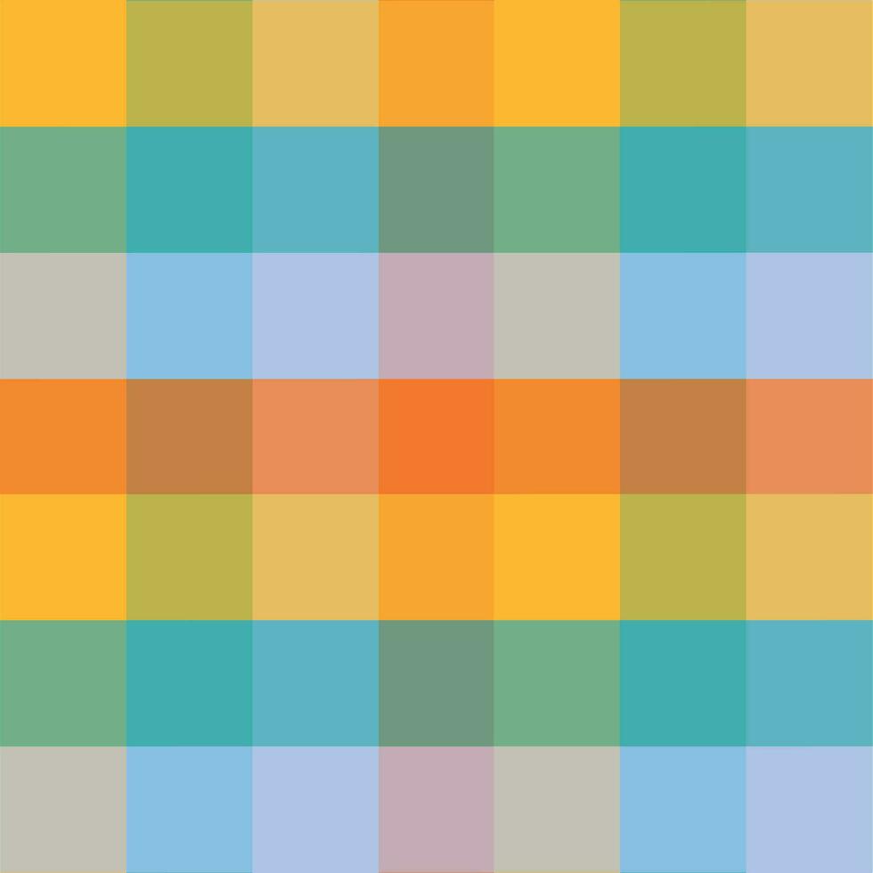 Orange Grün Blau Tartan nahtlos Muster Hintergrund von ein Vielfalt Quadrate vektor