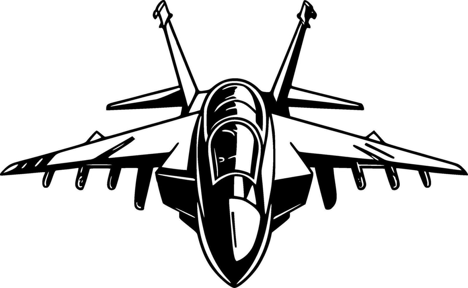 kämpe jet - svart och vit isolerat ikon - vektor illustration