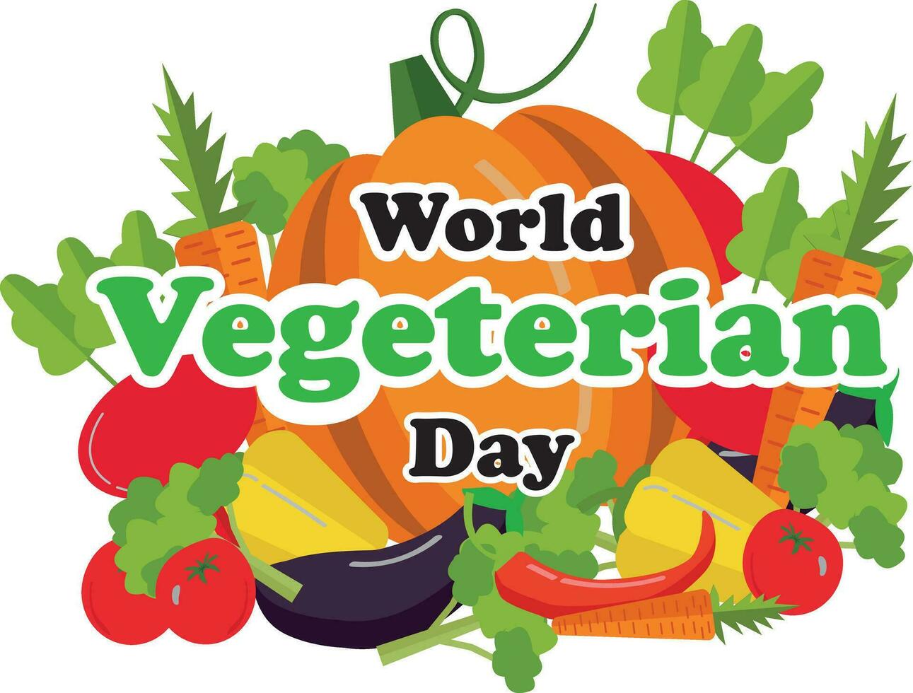 das Wörter Welt Vegetarier Tag gegen das Hintergrund von einstellen von anders Gemüse vektor