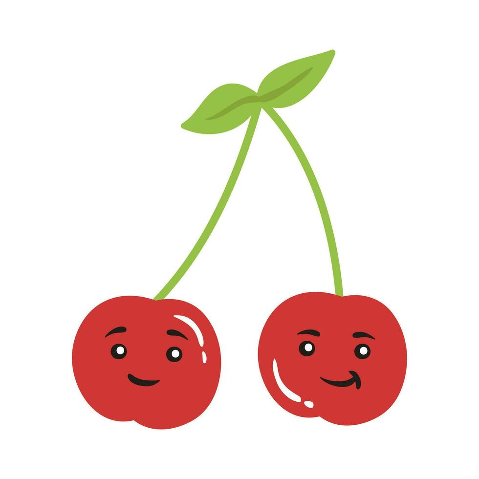 Karikatur Obst Charakter Aufkleber. komisch Emoticon im eben Stil. Essen Emoji. komisch Obst Zeichen isoliert auf Weiß Hintergrund, süß und komisch Obst einstellen Vektor Illustration