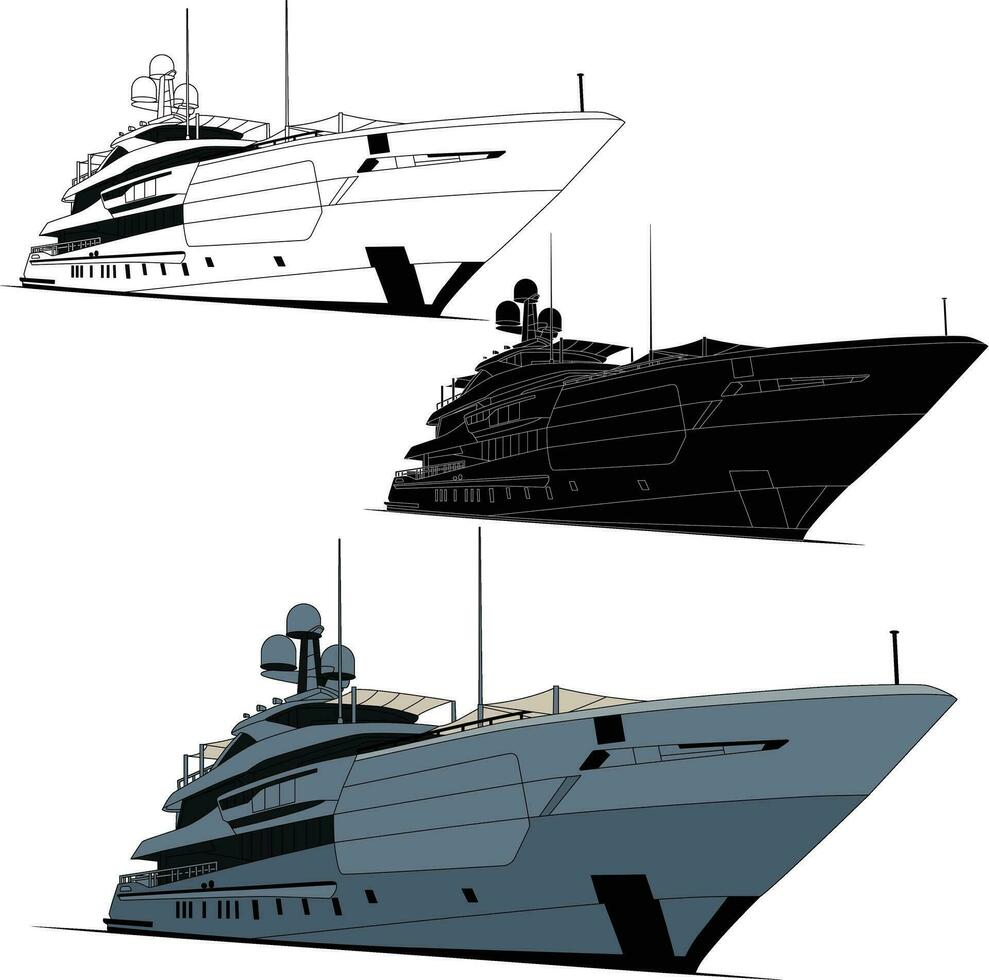 Yacht resa vektor linje konst illustration med Färg.