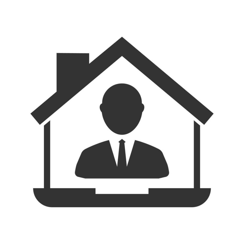 Vektor Illustration von Laptop Konto Haus Symbol im dunkel Farbe und Weiß Hintergrund