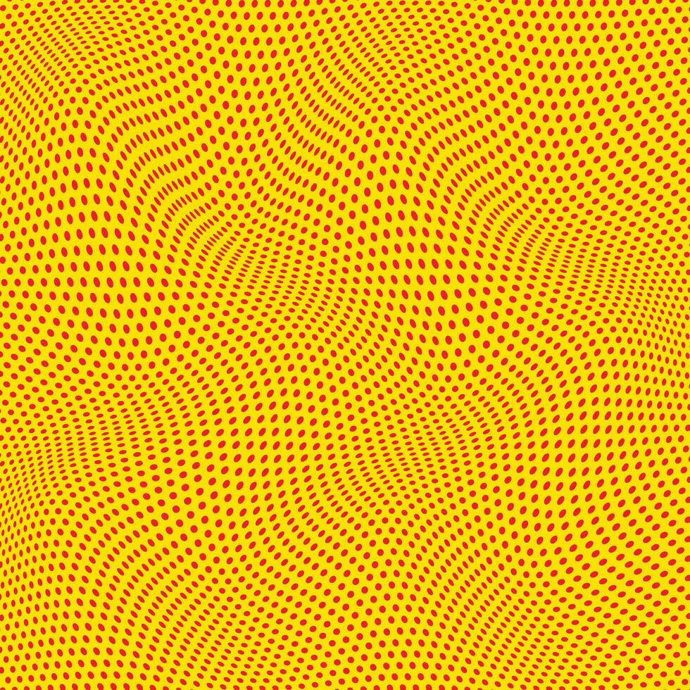 abstrakt rot Polka Punkt Welle Muster Kunst mit Gelb Hintergrund vektor