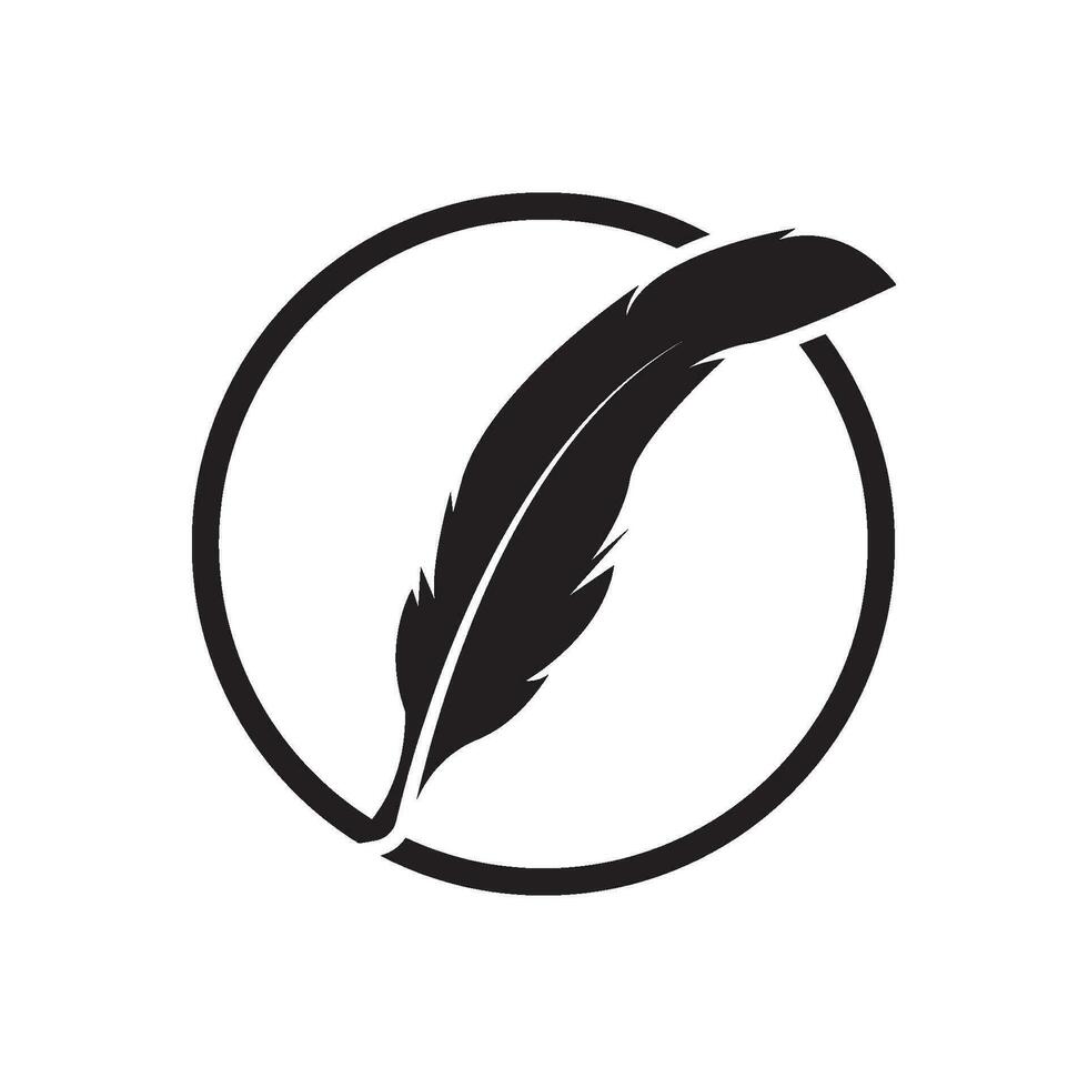 fjäder penna logotyp mall vektor ikon design