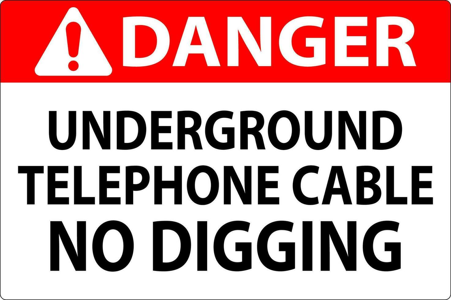 fara tecken, underjordisk telefon kabel- Nej grävning vektor